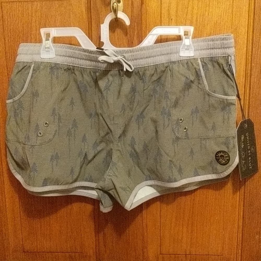 United by Blue Nature Pine pattern board shorts